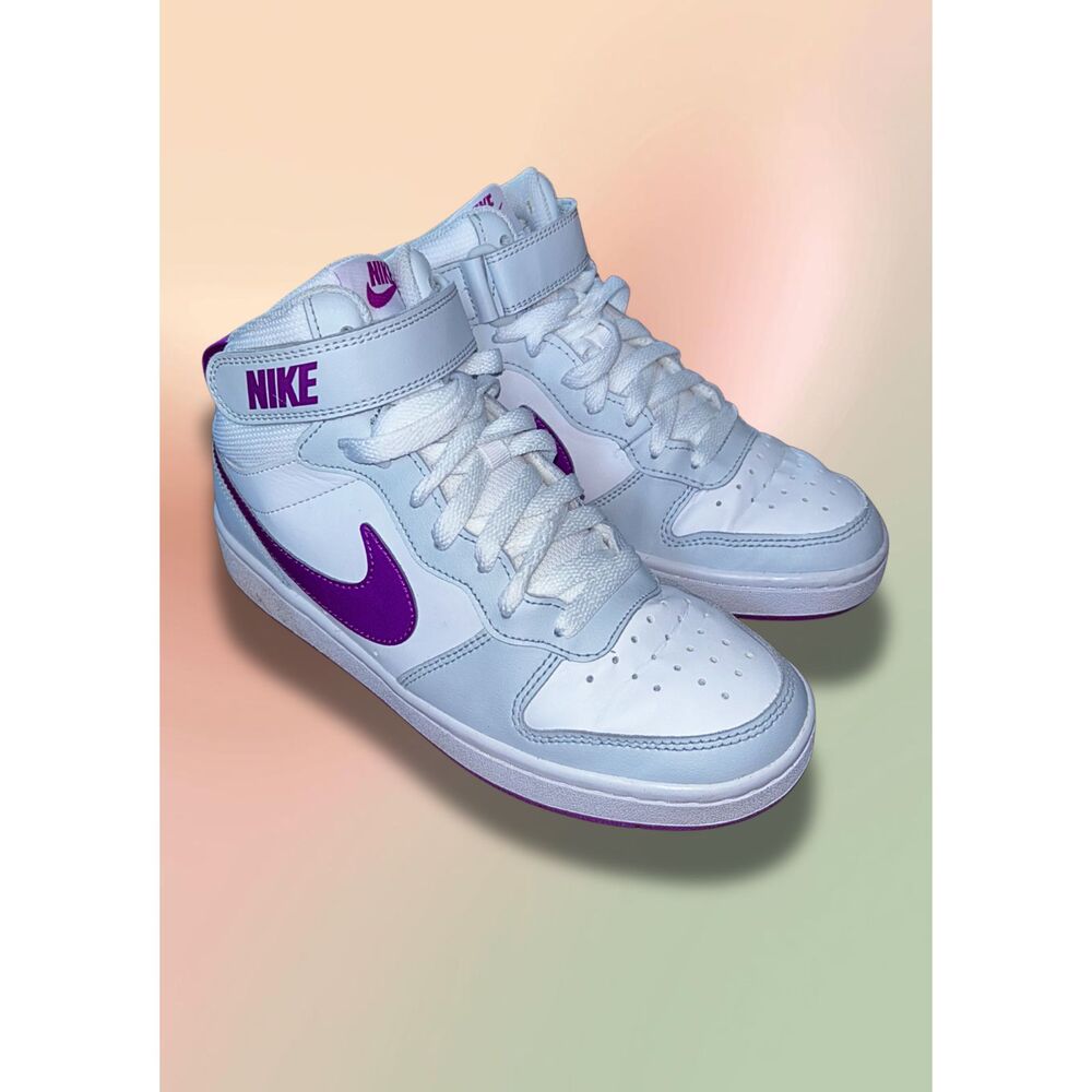 Nike Court Borough Mid 2 GS White Hyper Purple Sneakers Youth 5Y CD7782-009